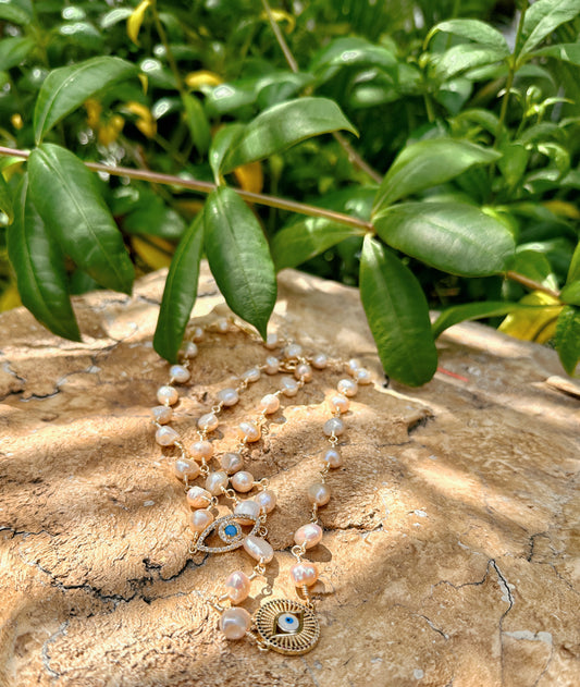 Evil Eye Pearl Choker